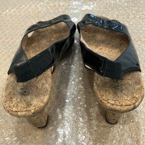 Black Women's Sandals with Cork Heel